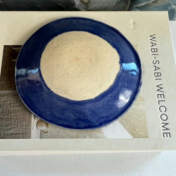 Art Studio Pottery Plate 6.5" Stoneware Trinket Dish Handmade Blue Splatter - Picture 4 of 6